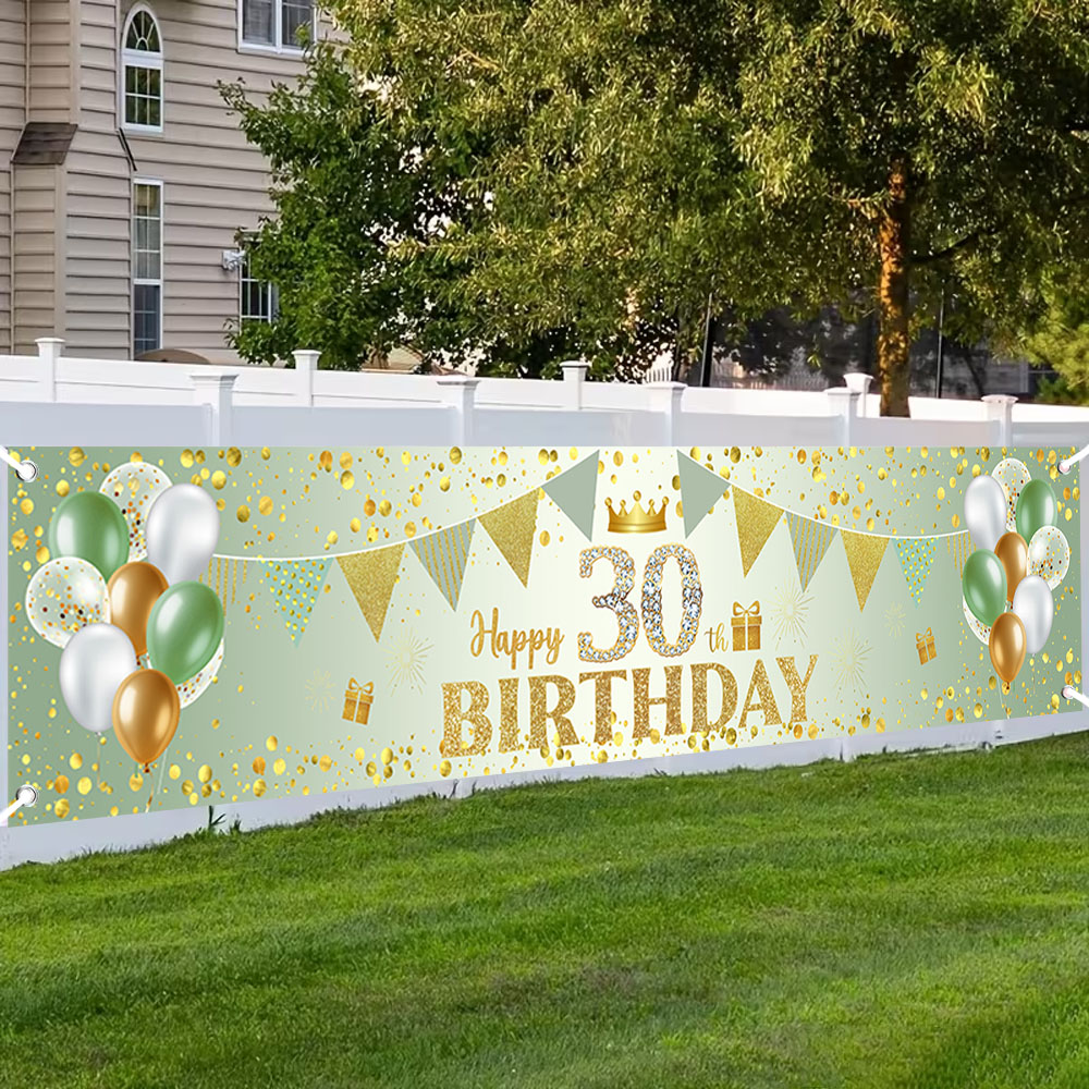 Photography Aesthetic - Golden Green Birthday Banner for 30
